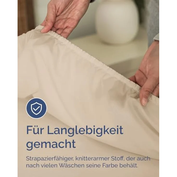 Spannbettlaken 90x190 cm Creme - 30cm (12") Tiefe Tasche - Premium Mikrofaser Spannbetttuch - Weich, Knitter- und Bügelfrei - Atmungsaktiv, Hypoallergen und Oeko-TEX Standard 100 Zertifiziert – Bild 6