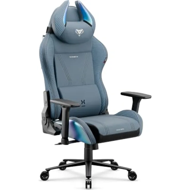 Diablo Ergonomischer Gaming Stuhl Stoff mit 3D Armlehnen und Lendenkissen