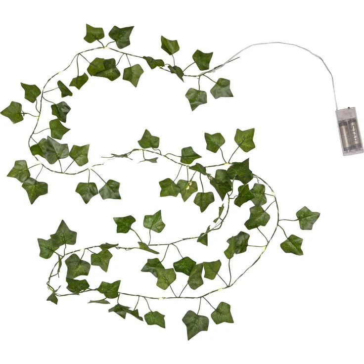Deko-Lichterkette mit Efeublättern 20 LEDs Batterien + Timer L 200cm