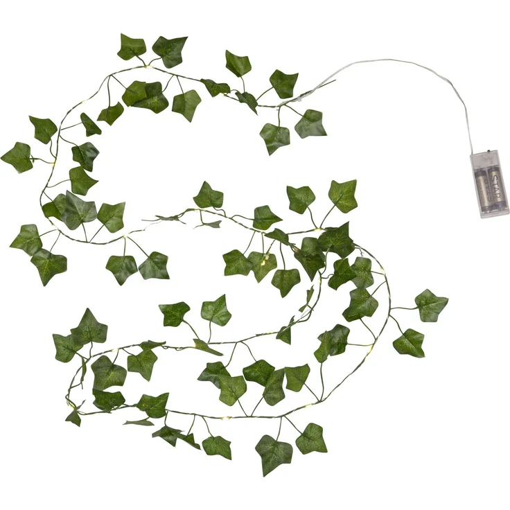 Deko-Lichterkette mit Efeublättern 20 LEDs Batterien + Timer L 200cm
