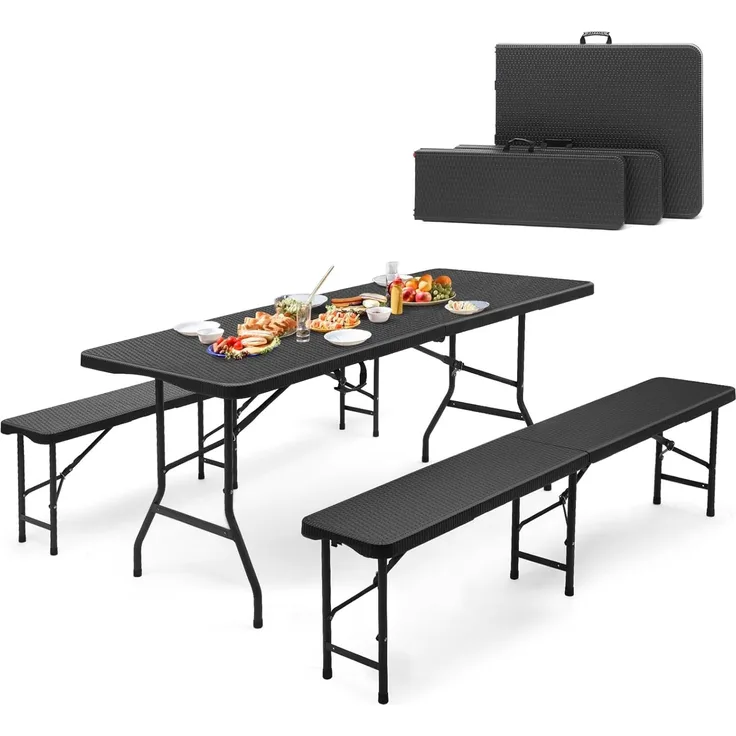 Sekey 180cm Bierzeltgarnitur Klappbar Schwarz