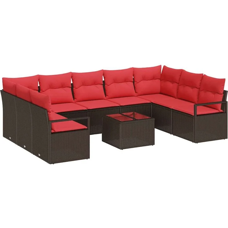 vidaXL Sofa Set 10 stk. Braun [Synthetisch]: Poly Rattan 3346554 – Bild 2