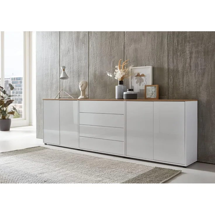 BMG Möbel Sideboard Mailand Set 5 (Kommode Anrichte Aktenschrank), 2x Schuhschrank, 1 x Schubkastenkommode