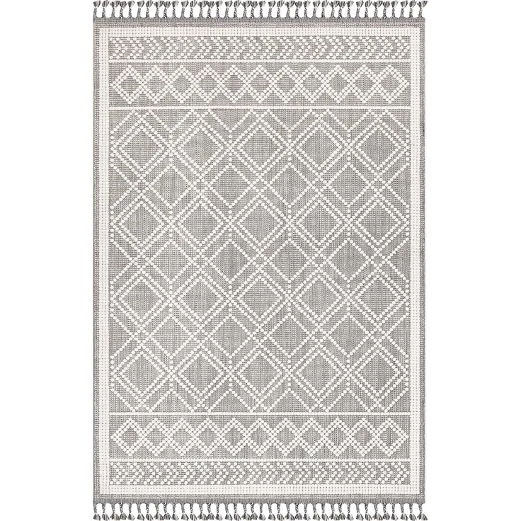 Zenith Blauer Teppich 78 x 150 cm Polyester Grau 88779577 [en. casa]