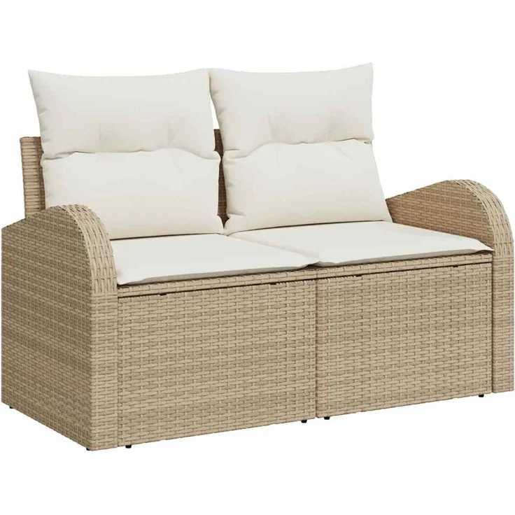 vidaXL Garten-Sofa-Set mit Speicher 6 pcs Beige Poly Rattan 3358059 – Bild 3