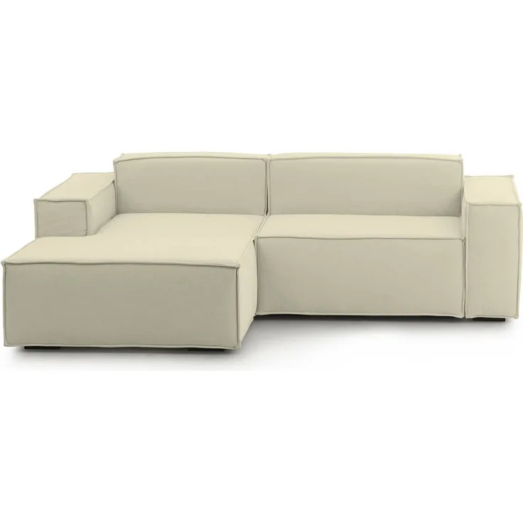 Dmora Sofa mit Halbinsel Assurte, modulares Sofa mit linker Chaiselongue, modernes Stoffsofa, 100 % Made in Italy, 240 x 170 x 70 cm, Beige