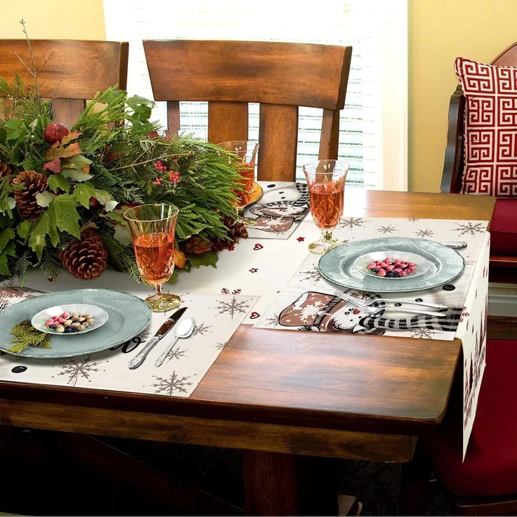 Weihnachten Platzsets 4er Set Tischsets Abwaschbar Platzdeckchen 30x45cm – Bild 6