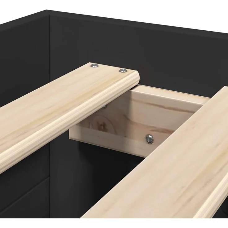 vidaXL Bettgestell Schwarz 100x200 cm Holzwerkstoff 3295486 – Bild 9