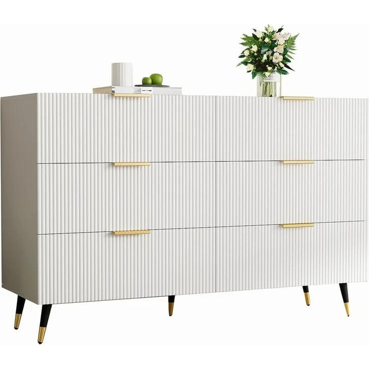 HAUSS SPOLE Sideboard mit modernem Design, Kommode mit Schubladen und viel Stauraum Weiß (Schuhschrank, Anrichte, 1 St, mit Metallfüße, 120*77*40cm), mit modernem Design und viel Stauraum