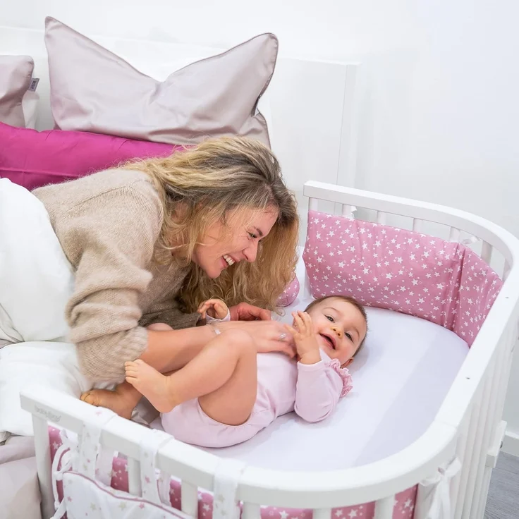 babybay Nestchen Piqué passend für Modell Boxspring XXL, weiß Sternemix sand/azurblau – Bild 7