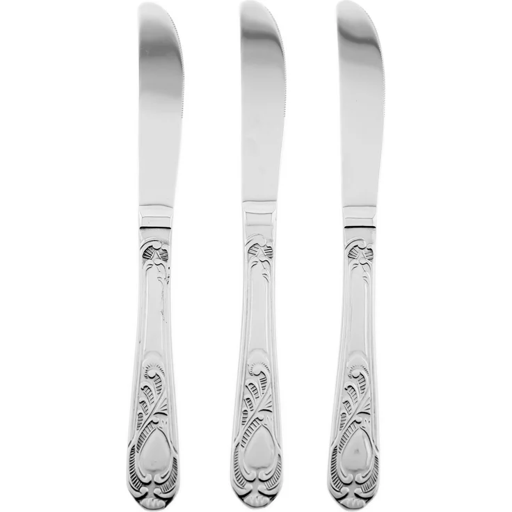Rococo 3-teiliges Tafelmesser-Set aus hochwertigem 18/10-Edelstahl - Silber – Bild 3