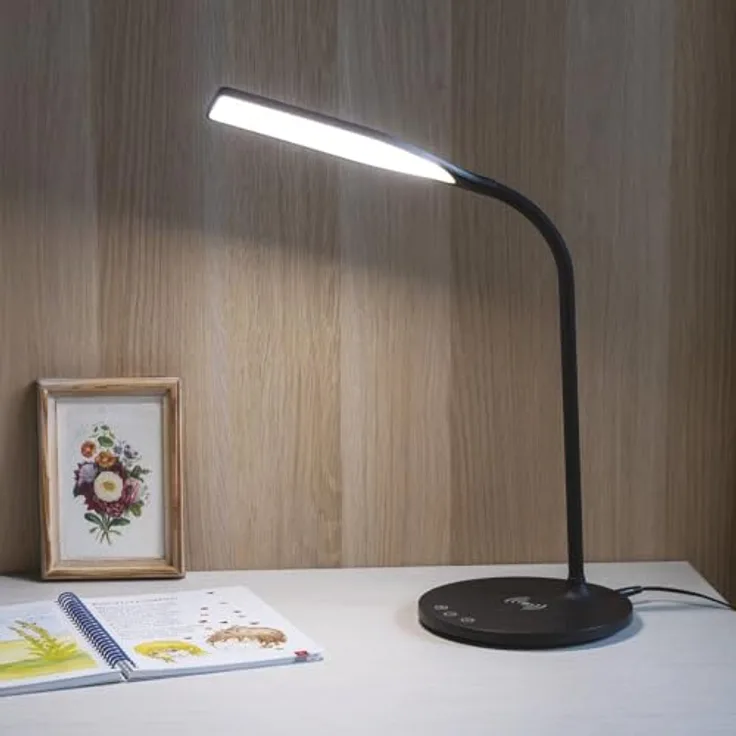 EMOS LED Tischlampe OSCAR, dimmbar, 360lm, einstellbare Lichtfarbe, hohe CRI >90, schwarz, mit Ladestation und Timer, 5,5W, Z7637B