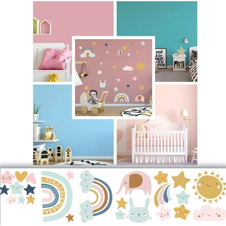 Sunnywall Wandtattoo Wandsticker - Baby Elements - Wandtattoo Kinderzimmer Baby (6 St), konturgeschnitten – Bild 5