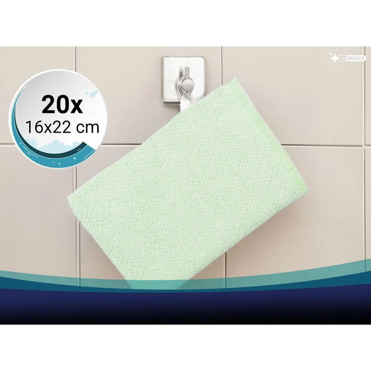 ZOLLNER 20er Set Waschhandschuhe, 70% Baumwolle, 30% Polyester, 16x22 cm, grün – Bild 2