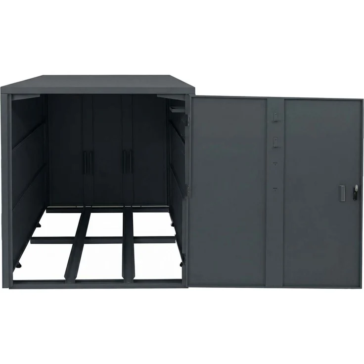 2er-Fahrradgarage HWC-P93, Fahrradunterstand Fahrradbox Bikebox, abschließbar verzinkter Stahl 123x113x208cm ~ anthrazit – Bild 8