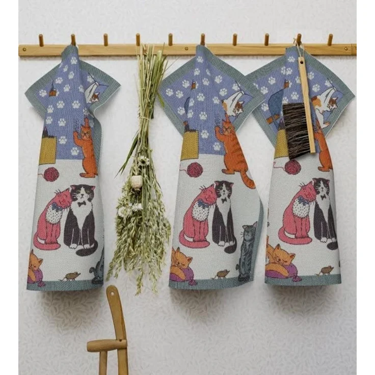EKELUND MASTER WEAVERS 1692 Geschirrtuch Küchenhandtuch Cats Fun 35x50 cm, (1-tlg, 1 x Geschirrtuch), Pixel gewebt (6-farbig) – Bild 2