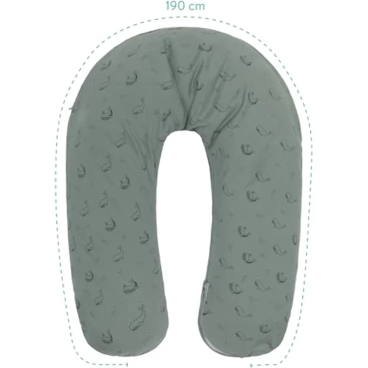 Fillikid Stillkissen 190 cm, EPS-Mikrokugeln, Bezug aus 100% Baumwolle, Wal-Design, Grün – Bild 5