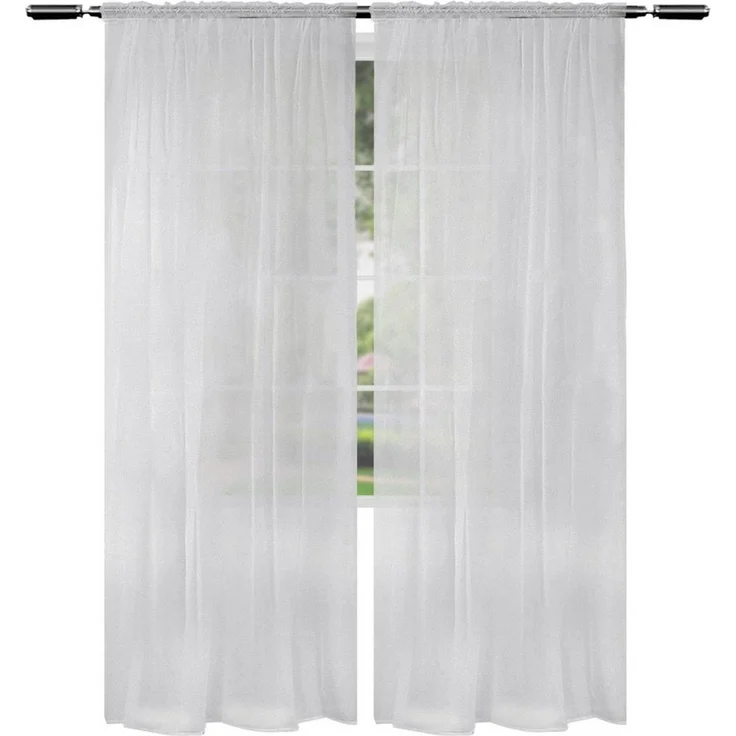 Woltu Gardine (2 St), Kräuselband, halbtransparent, 2er-Set mit Kräuselband Leinen Optik – Bild 2