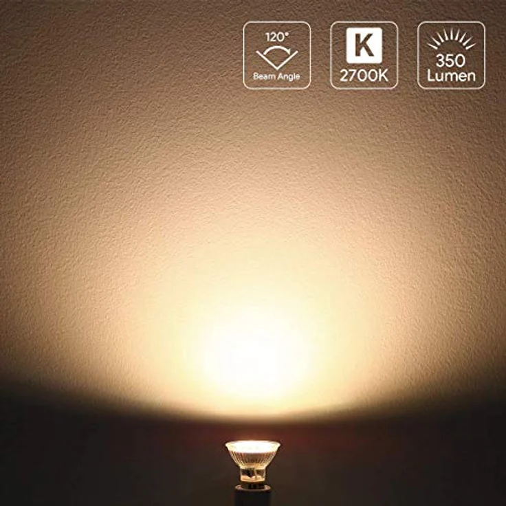 Lepro GU10 LED Warmweiß Lampe, 4W, 325 Lumen, 2700K, 100° Abstrahlwinkel, Flimmerfrei, Nicht Dimmbar, 5er-Pack – Bild 2