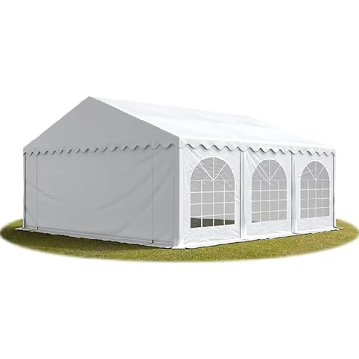 TOOLPORT Festzelt Partyzelt 6x6 m Premium, PVC Plane 750 N, 100% wasserdicht, weiß, mit Bodenrahmen – Bild 1