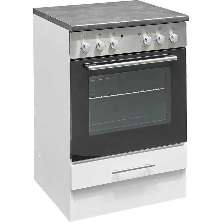 EDDY Moderner Herdumbauschrank in Weiß matt, Metallic Grau - Geräumiger Küchenschrank mit viel Stauraum - 60 x 90 x 60 cm (B/H/T) – Bild 3
