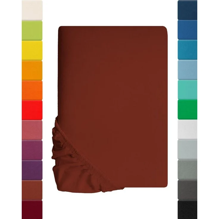 Kinder Jersey Spannbettlaken, Spannbetttuch, Lavea Serie Maya, 60x130 cm | 70x140 cm, Kastanie, 100% Baumwolle, hochwertige Verarbeitung, mit Gummizug – Bild 1
