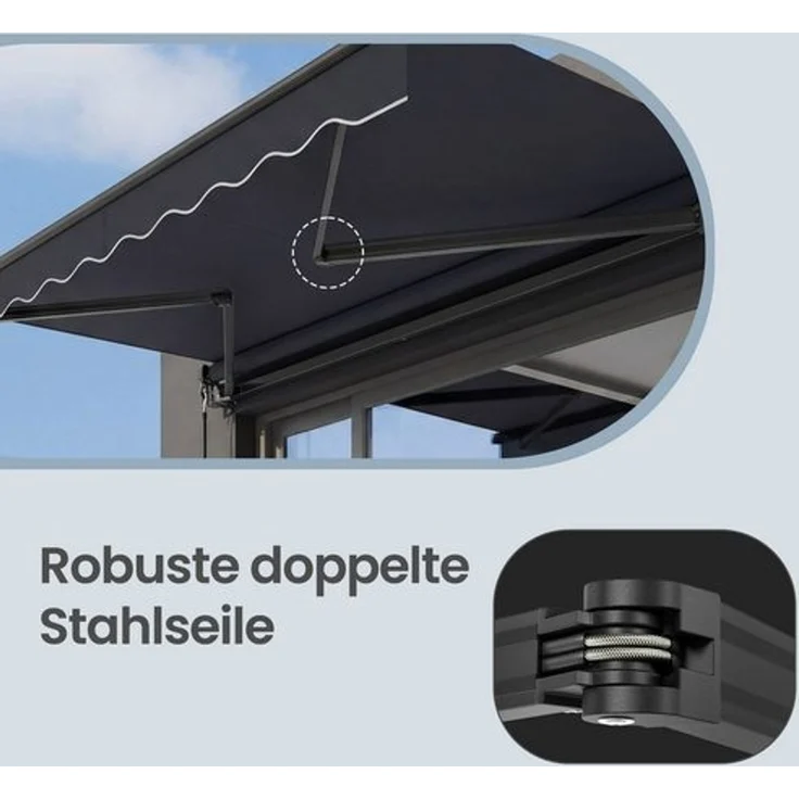SONGMICS Gelenkarmmarkise, Handkurbel, UPF 50+, Aluminiumlegierung, 250 x 200 cm, grau – Bild 4