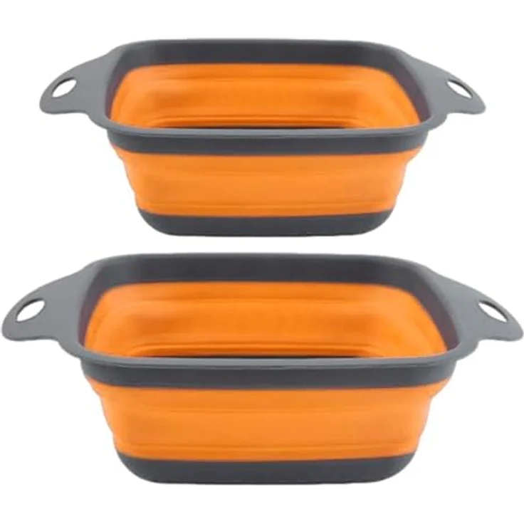 König Design Küchensieb Seiher 2er Set Faltbares Küchensieb Nudelsieb, Silikon / Kunststoff, (Set, 2-St, 2 Größen), Seiher Sieb, Küche Silikon Klappbar Abtropfsieb Nudelsieb – Bild 10