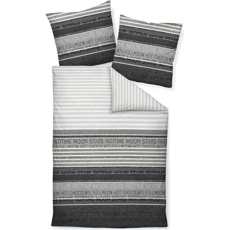 Janine Bettwäsche Palermo 3076 08 Grau Mako Satin 155 x 220 + 80 x 80 cm