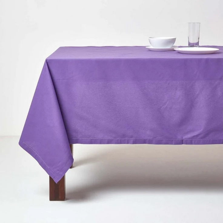 Homescapes Tischdecke Tischdecke aus 100% Baumwolle, 178 x 300 cm, lila (1-tlg) – Bild 4