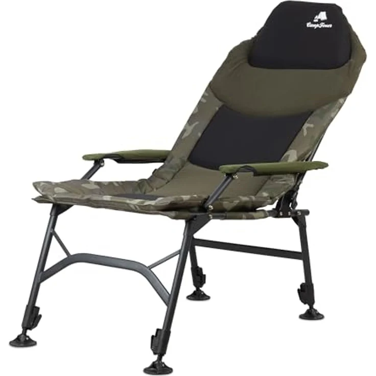 CampFeuer Angelstuhl Angelstuhl, Camouflage olivgrün, Höhenverstellbarer Campings, Extra breite Schlammfüße verhindern das Einsinken in den Sand/Schlamm – Bild 5