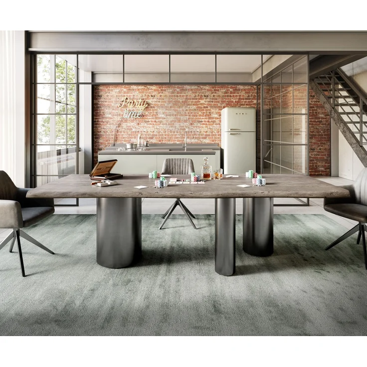 Esstisch Edge 260x100 Akazie Platin Troa Edelstahl Graphit Live-Edge – Bild 2