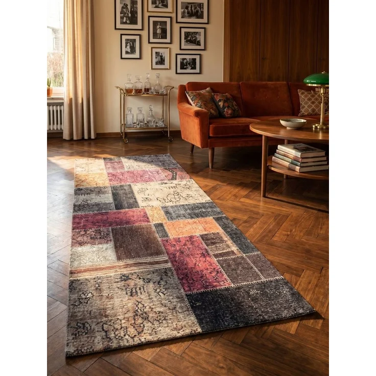 KADIMA DESIGN Teppich PIZOL Waschbar Küche Küchenläufer Teppichläufer Flur Vintage Diele, Läufer, Höhe: 5 mm, 80x250 cm, Bettvorleger Webteppich Strapazierfähig Flurläufer Waschbar – Bild 1