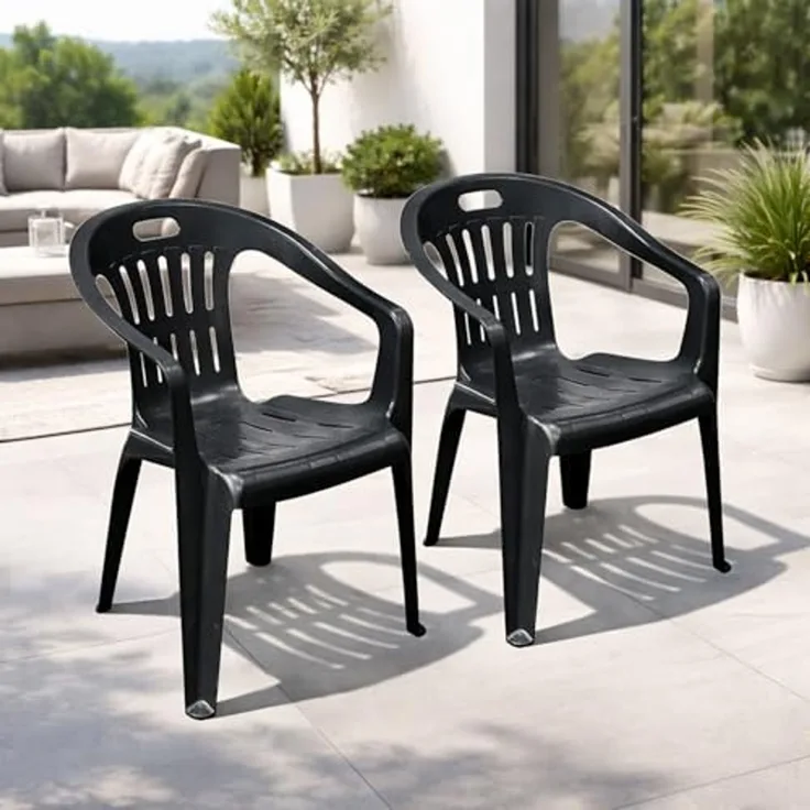 2 Stapelstuhl Bistrostuhl Gartenstuhl Wetterfest Anthrazit Kunststoff