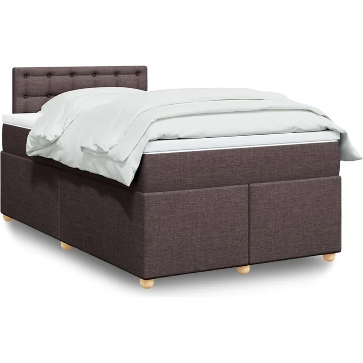 vidaXL Boxspringbett mit Matratze Dunkelbraun 120x200 cm Stoff 3288964 – Bild 1