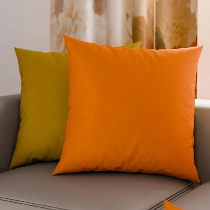 PETTI Artigiani Italiani 2er-Set Wende-Kissenbezüge 45x45 cm Double-Face in Orange Gelb, hypoallergen und aus Mikrofaser – Bild 1