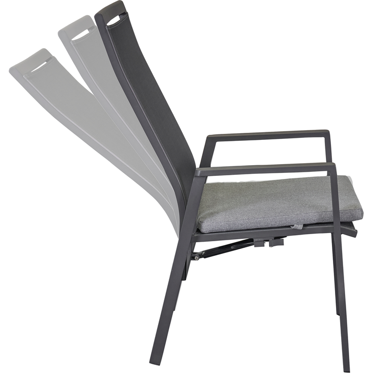 SUNFORT Positionsstuhl, 2 Stück, Gestell: Aluminium anthrazit, inklusive Sitzkissen hellgrau – Bild 3