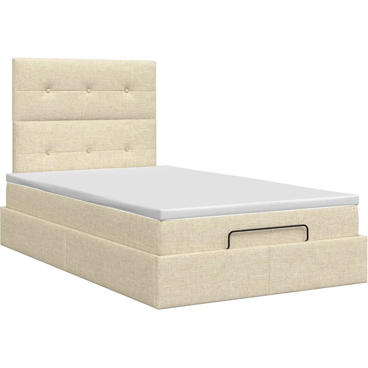 vidaXL Ottoman Bett mit Matratze mit Kopfteil Creme 120 x 190 cm Stoff 3457478 – Bild 5