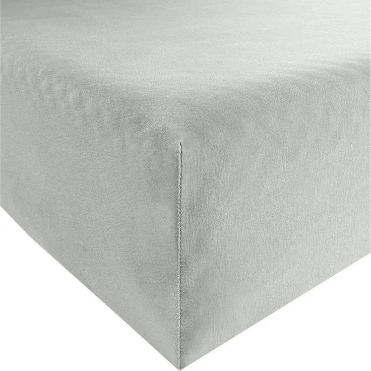 Erwin Müller 'Freising' Spannbettlaken, Gummizug: Rundumgummi, 1 Stück, Elasthan-Jersey-Stretch Uni, Grau, Spannbettlaken | 80x200 - 80x220 cm – Bild 1