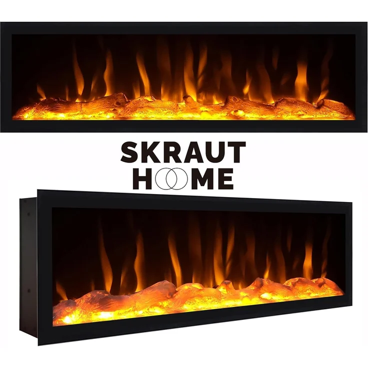 Skraut Home | TV-Schrank, Lowboard | für Wohnzimmer und Esszimmer | 368 x 45 x 35 | Elektrokamin XXL | Hängend | Moderner Stil | Schwarz – Bild 5