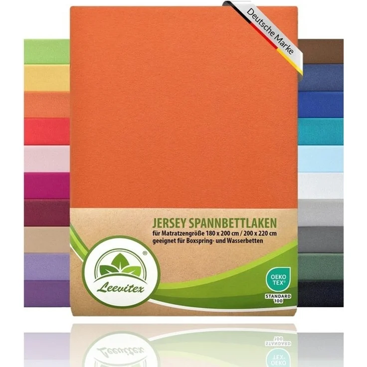 leevitex® Spannbettlaken für Boxspringbetten & Wasserbetten - Spannbetttuch 170 g/m², Gummizug: rundum, 100% Mako-Baumwolle, sehr robust, 180x200 – 200x220 cm + 40 cm Steg – Bild 4