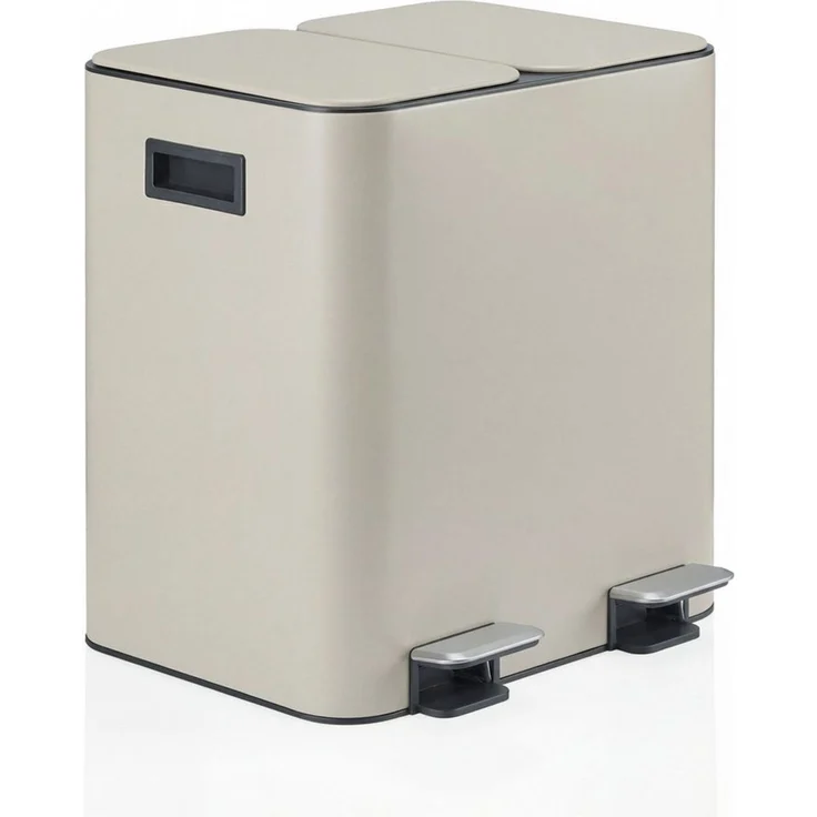 hjh OFFICE Mülleimer Mülleimer Clean 10 Eisen, Pulverbeschichtet, Mülltrennsystem Küche mit 2 Fächern, Abfalleimer 30 Liter (2 x 15L) – Bild 2