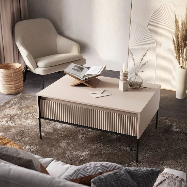 Compleo Couchtisch FLORE mit 1 Schubladen, Modern Kaffeetisch für Wohnzimmer 100x70x50 cm – Bild 5