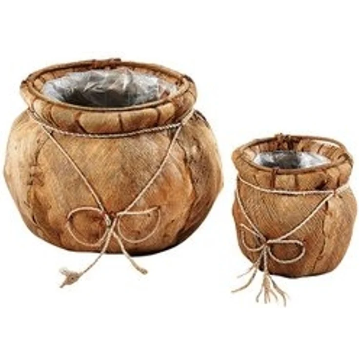 Kobolo Blumentopf Übertopf Pflanzschale - Kokos - Braun - 2er Set – Bild 6