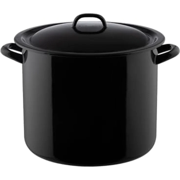 RIESS 0348-017 Vorratstopf 32 cm Emailledeckel mit Löchern, Schwarz / Kochtopf – Bild 1