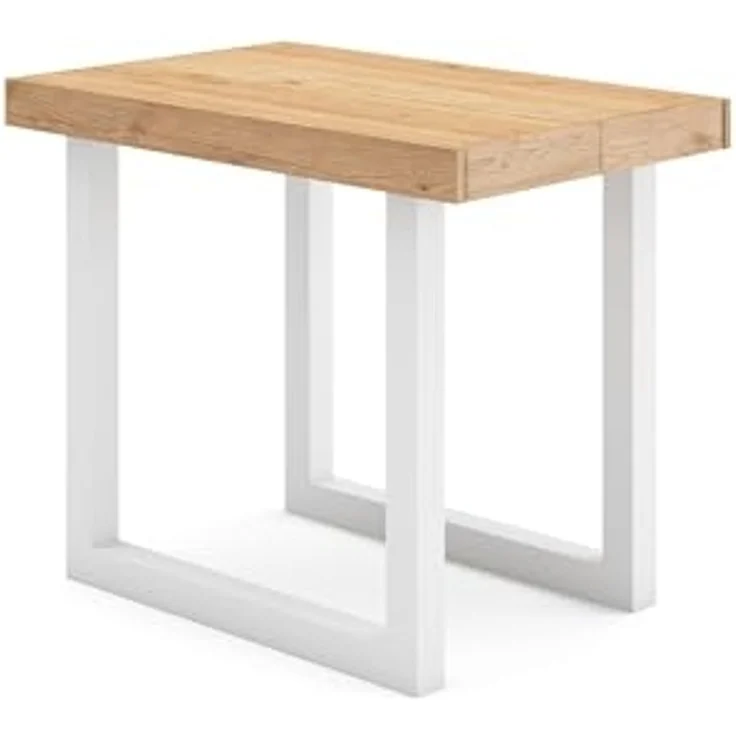 Skraut Home | Ausziehbarertisch | Multifunktionaler ausziehbarer | 220 | Für 10 Gäste | Massivholz Beine | Moderner Stil | Eiche und weiß – Bild 6