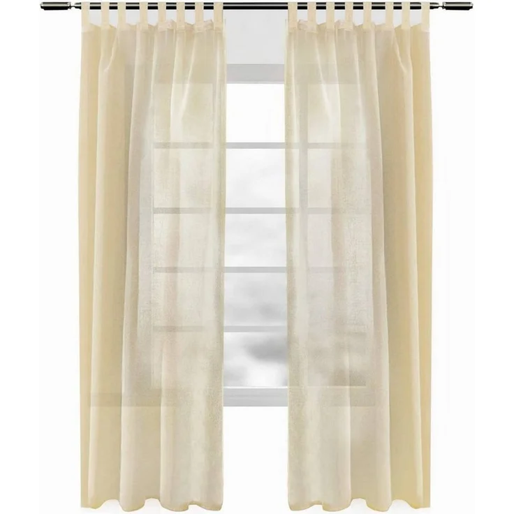 Woltu Gardine (2 St), transparent, Gardinen transparent mit Schlaufen Leinen Optik – Bild 1