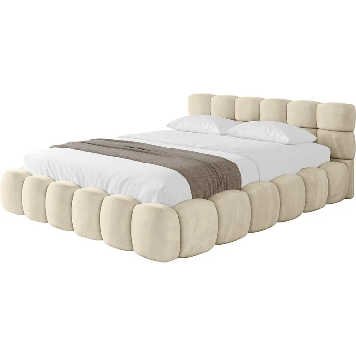 ALTDECOR Polsterbett LEYA-v1 (Polsterbett mit Bettkasten und Lattenrost, Boxbett ohne Matratze), Doppelbett mit Stauraum, Bett mit Kopfteil – Bild 2