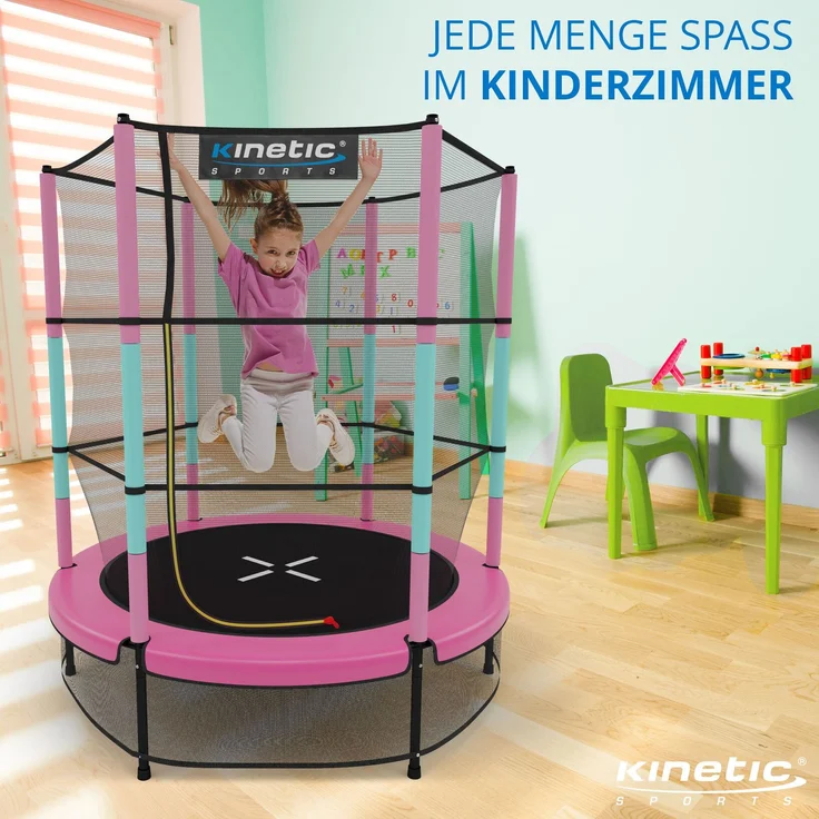 Kinetic Sports Gartentrampolin JUMPER 140, Ø 140 cm, Gummiseil Fun Jumper mit Sicherheitsnetz, Schutzpolster – Bild 2