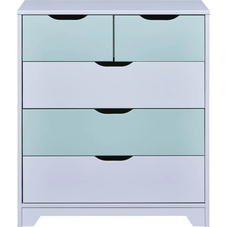 Inter Link – Kommode – 5 Schubladen – Schubladenschrank – Beistellschrank – Sideboard – Hellgrau – Salvei – Massivholz – Prati